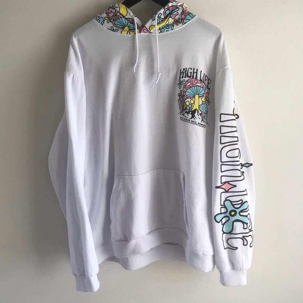Fresh Laundry High Life White 2XL Shroom Printed Hoodie W/ Kangaroo Pocket